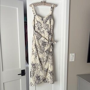 Zimmermann Tan and Cream Linen Midi Sundress